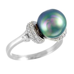 Кольцо из серебра с жемчугом и куб. цирконием (Арт.pi-r10003-x-w-st514-x-w)