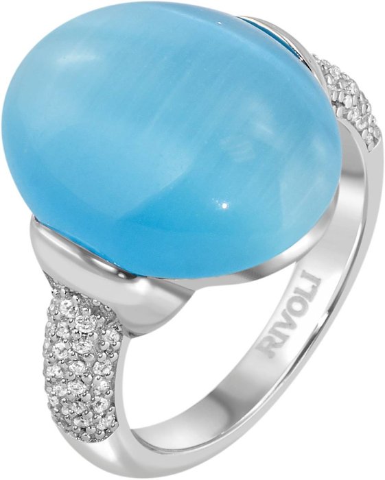 Кольцо из серебра с кошачим глазом и куб. цирконием (Арт.for-2-h-06-s)