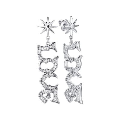 Серьги из серебра с фианитом (Арт.sl-e03128-x-w-x-x-w)