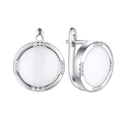 Серьги из серебра с керамикой и фианитом (Арт.tc-e00378-w-w-x-x-w)