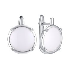 Серьги из серебра с керамикой и фианитом (Арт.tc-e01385-w-w-x-x-w)