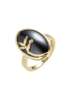 Кольцо с керамикой и фианитом «Лимонный стиль» Fresh Jewelry (арт.TC-R01683-B-L-W-X-X)