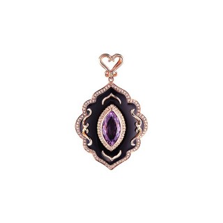 Кулон с аметистом, бриллиантами и ониксом «Rona Pink» из золота 585° MY JEWELS (арт.HC00300PL-RONA_AM_OX_PINK)