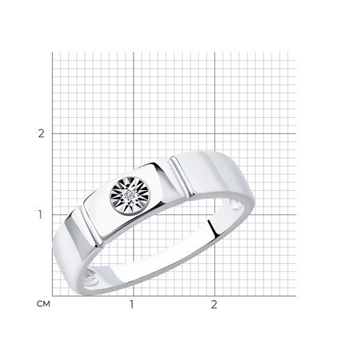 Кольцо из серебра с бриллиантом (Арт.87010051)