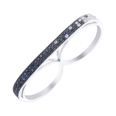 Кольцо из белого золота с бриллиантом и сапфиром (Арт.hf05040r-w-sbl_ko_dl_sa_wg)