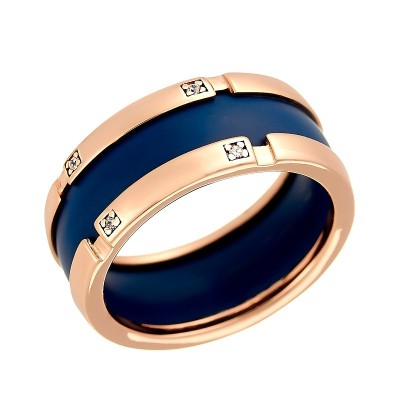 Кольцо с керамикой и куб. цирконием «Ceramic Skyline» Fresh Jewelry (арт.TM-R00942-1-Вl-G-X-X-W)