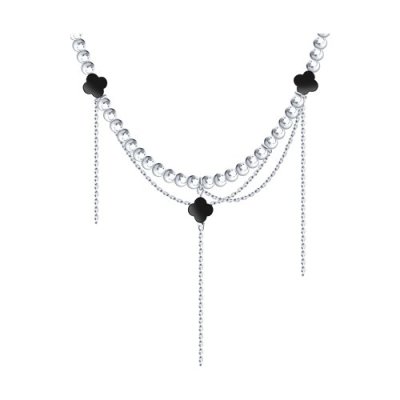 Колье из серебра с гематитом «Черный Клевер» SOKOLOV (арт.94-370-00034-1)