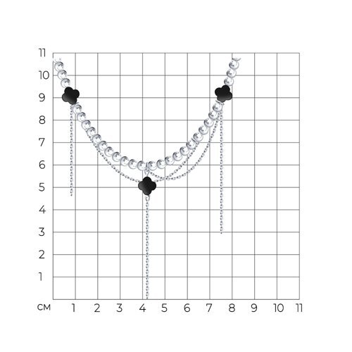 Колье из серебра с гематитом «Черный Клевер» SOKOLOV (арт.94-370-00034-1)