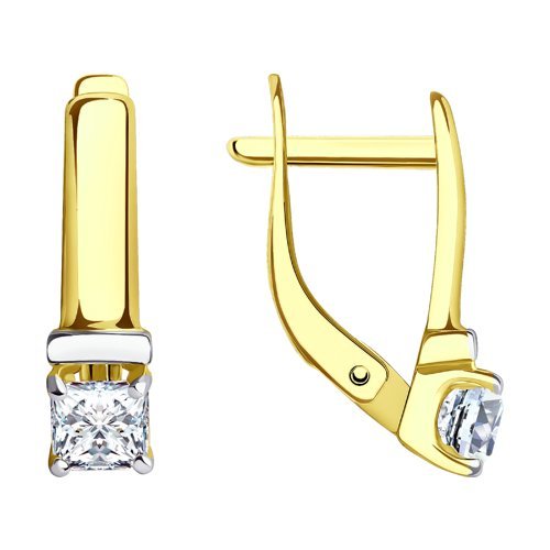 Серьги из желтого золота с фианитами (Арт.81020293-2)