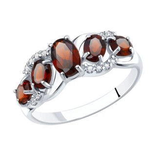 Кольцо из серебра с гранатами и фианитами «Алый Вальс» SOKOLOV (арт.92011009)