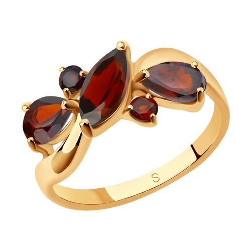 Кольцо из золочёного серебра с гранатами (Арт.92011659)