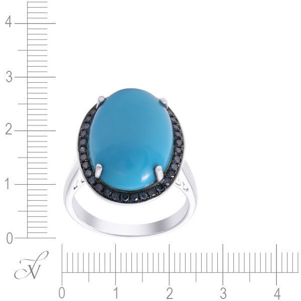 Кольцо из белого золота с бирюзой и бриллиантом (Арт.mr29583l-26_ko_dl_tq_wg)
