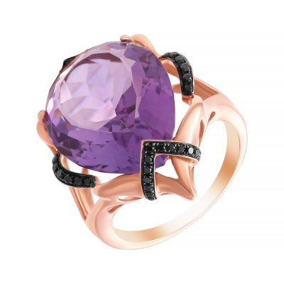 Кольцо из золота с аметистом и бриллиантом (Арт.r01714am4rt_ko_db_am_pink)