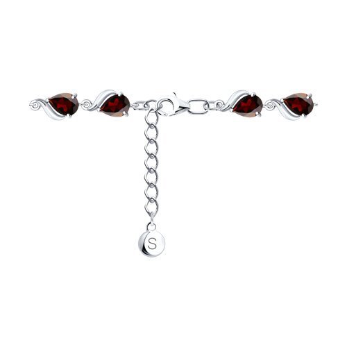 Браслет из серебра с гранатами и фианитами (Арт.92050161)
