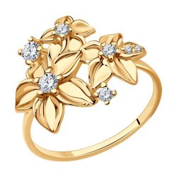 Кольцо из золочёного серебра с фианитами (Арт.93-110-01637-2)