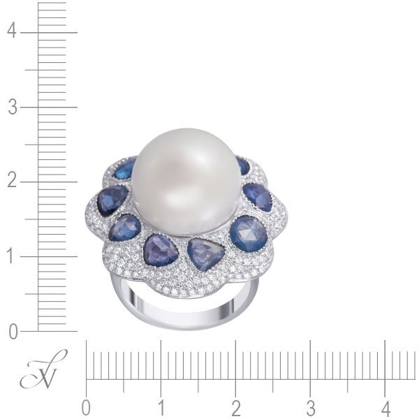 Кольцо из белого золота с бриллиантом и жемчугом (Арт.r3244-w15b_ko_glsa_wwp_wg)
