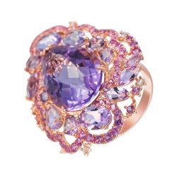 Кольцо из золота с аметистом и бриллиантом (Арт.rg-32638_ko_ps_am_pink)