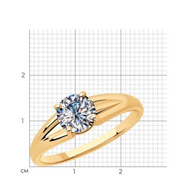 Кольцо из серебра с фианитом «Золотой акцент» Соколов (арт.93010799)