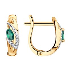 Серьги из золота с бриллиантами и изумрудами (Арт.3020391)