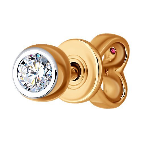 Серьга из золота с  бриллиантом выращенным и рубином (Арт.51-227-02489-1)