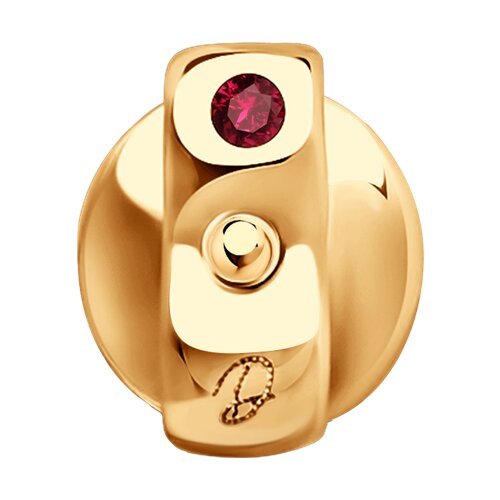 Серьга из золота с  бриллиантом выращенным и рубином (Арт.51-227-02489-1)