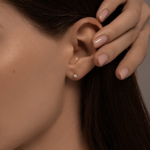 Серьга из золота с  бриллиантом выращенным и рубином (Арт.51-227-02489-1)