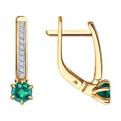 Серьги из золота с бриллиантами и изумрудами (Арт.51-220-02413-1)