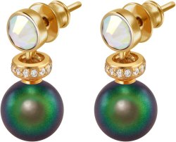 Серьги из серебра с жемчугом и кристаллом swarovski (Арт.abs-3-8-25-g)