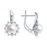 Серьги из белого золота с бриллиантами и жемчугом (Арт.52-220-02021-1)