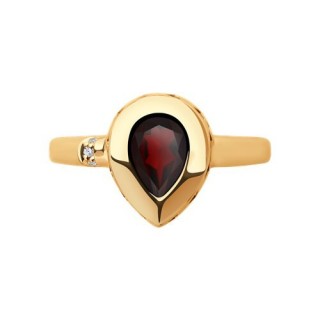Кольцо золотое с гранатом и бриллиантами «Тепло заката» Соколов (арт.71-00317)