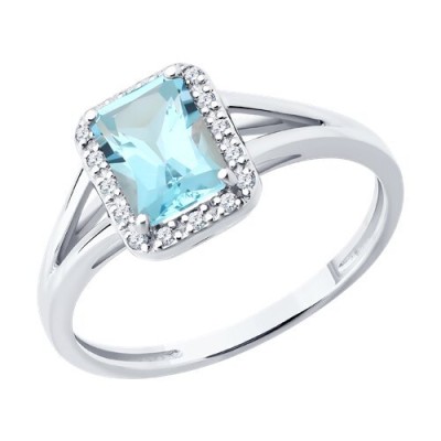 Кольцо золотое с топазом и бриллиантами «Ледяная Вуаль» Соколов (арт.71-00416-3)