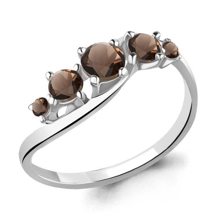 Серебряное кольцо с кварцем дымчатым AQUAMARINE 6509201.5