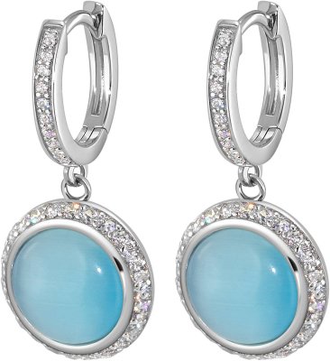 Серьги из серебра с кошачим глазом и куб. цирконием (Арт.fgs-2-10-h-18-s)