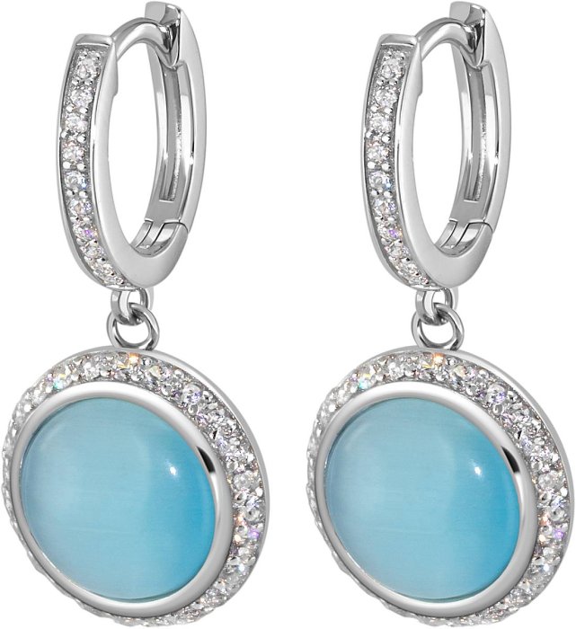 Серьги из серебра с кошачим глазом и куб. цирконием (Арт.fgs-2-10-h-18-s)