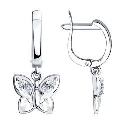 Серьги из серебра с фианитами (Арт.94023894)
