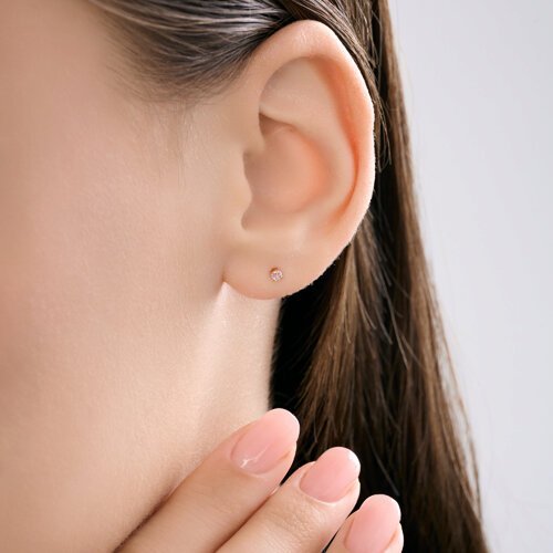 Серьги пусеты золотые пробы 585 с аметистом (Арт.729224)