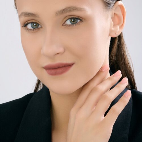 Серьги пусеты золотые пробы 585 с аметистом (Арт.729224)