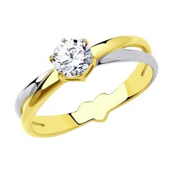 Кольцо из желтого золота с фианитом (Арт.018546-2)