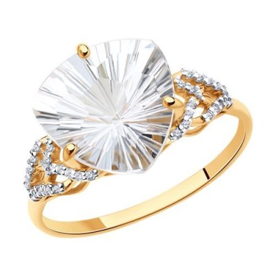 Кольцо золотое пробы 585 с горным хрусталем (Арт.714034)