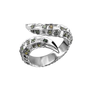 Кольцо из белого золота с бриллиантами и турмалинами «Garden Leaf» Estet (арт.01К6213334-1)