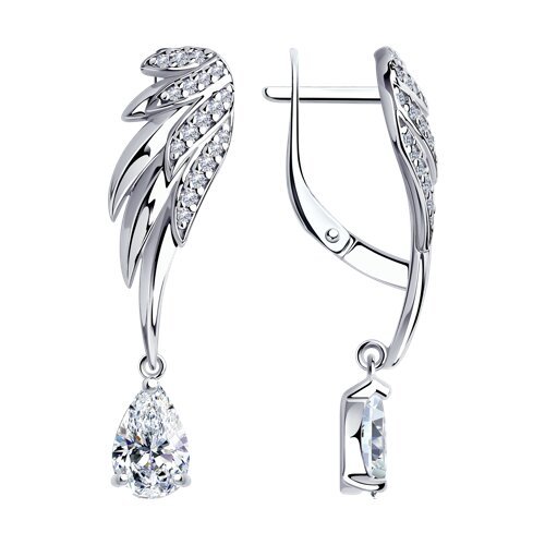 Серьги серебряные с фианитами «Крылья ангела» Соколов (арт.94025020)