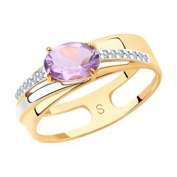 Кольцо золотое пробы 585 с аметистом (Арт.715630)