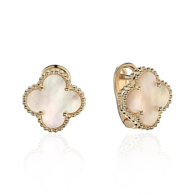 Серьги золотые с жемчугом «Stylish Clover» Estet (арт.01С4114170-3)