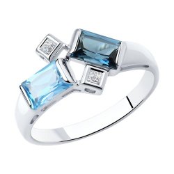 Кольцо золотое пробы 585 с миксом камней (Арт.717019-3)