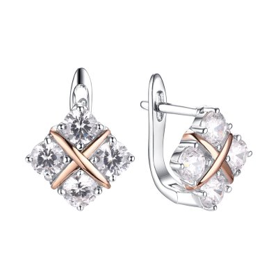 Серьги из серебра с фианитом (Арт.cz-e01272-x-wg-w-x-x)