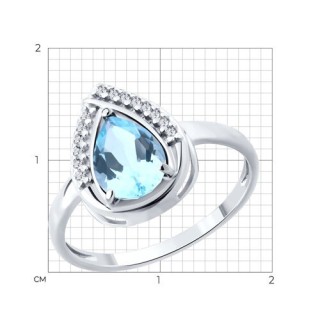 Кольцо из серебра с топазом и фианитами «Ледяная капля» Соколов (арт.92014625)