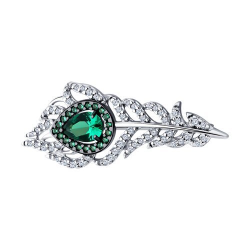 Брошь из серебра с фианитами (Арт.94040277)