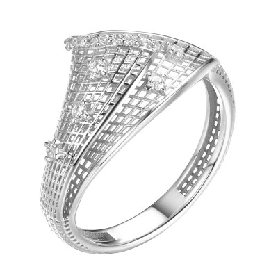 Кольцо серебряное с фианитами «Gaudi Skyline» Fresh Jewelry (арт.FA-R02289-X-W-X-X-W)