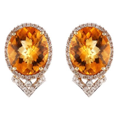 Серьги из золота с бриллиантом и цитрином (Арт.aas_e1981_ct_yg)