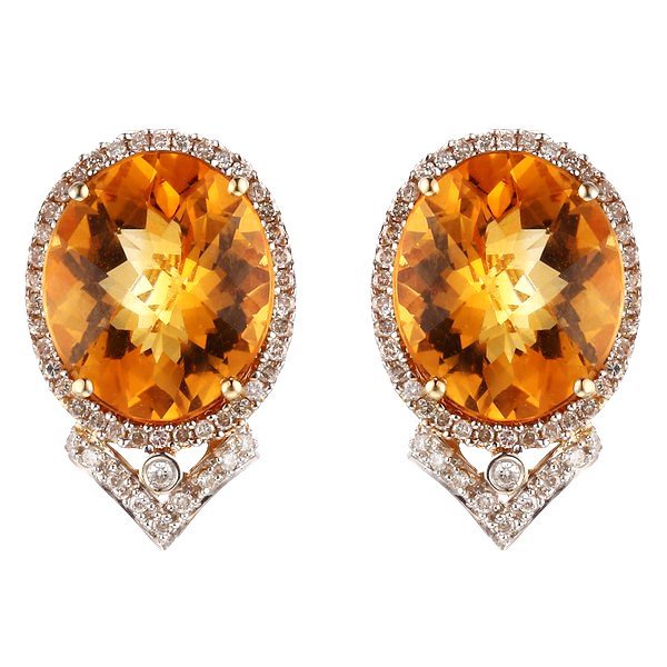 Серьги из золота с бриллиантом и цитрином (Арт.aas_e1981_ct_yg)